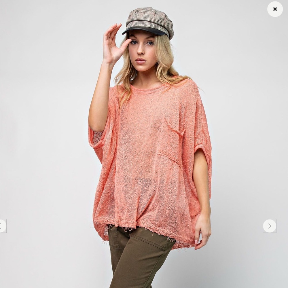 Easel Coral Knit Sweater Plys Size